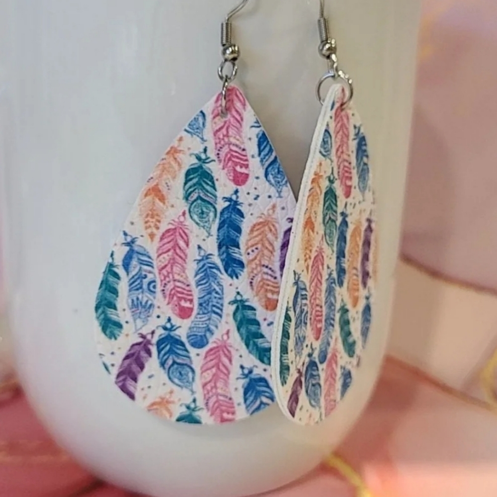 Feather Faux Leather Earrings